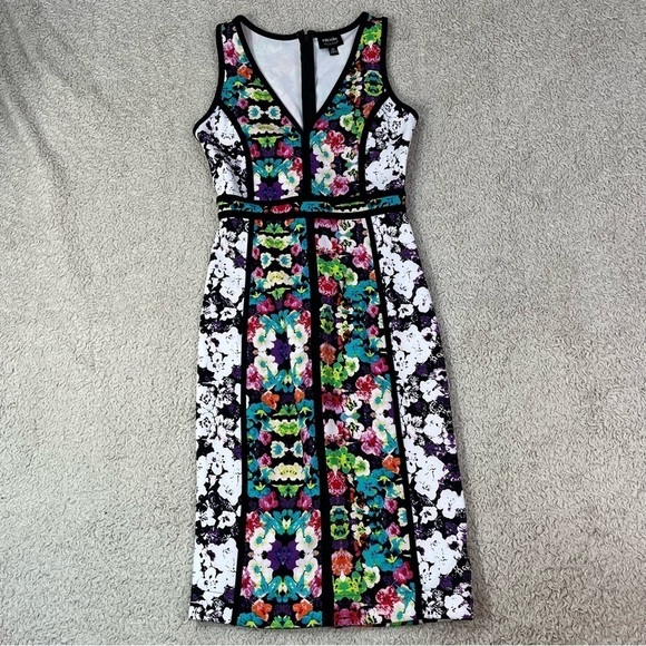 Nicole by Nicole Miller Floral 2-Tone Style Dress Size Extra Small Sleeveless - Picture 1 of 6